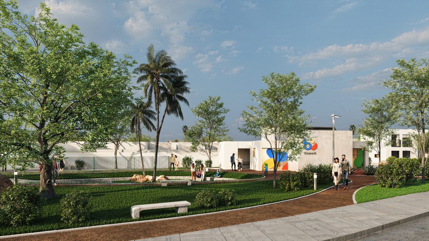 Área verde y cowork exterior Berlín