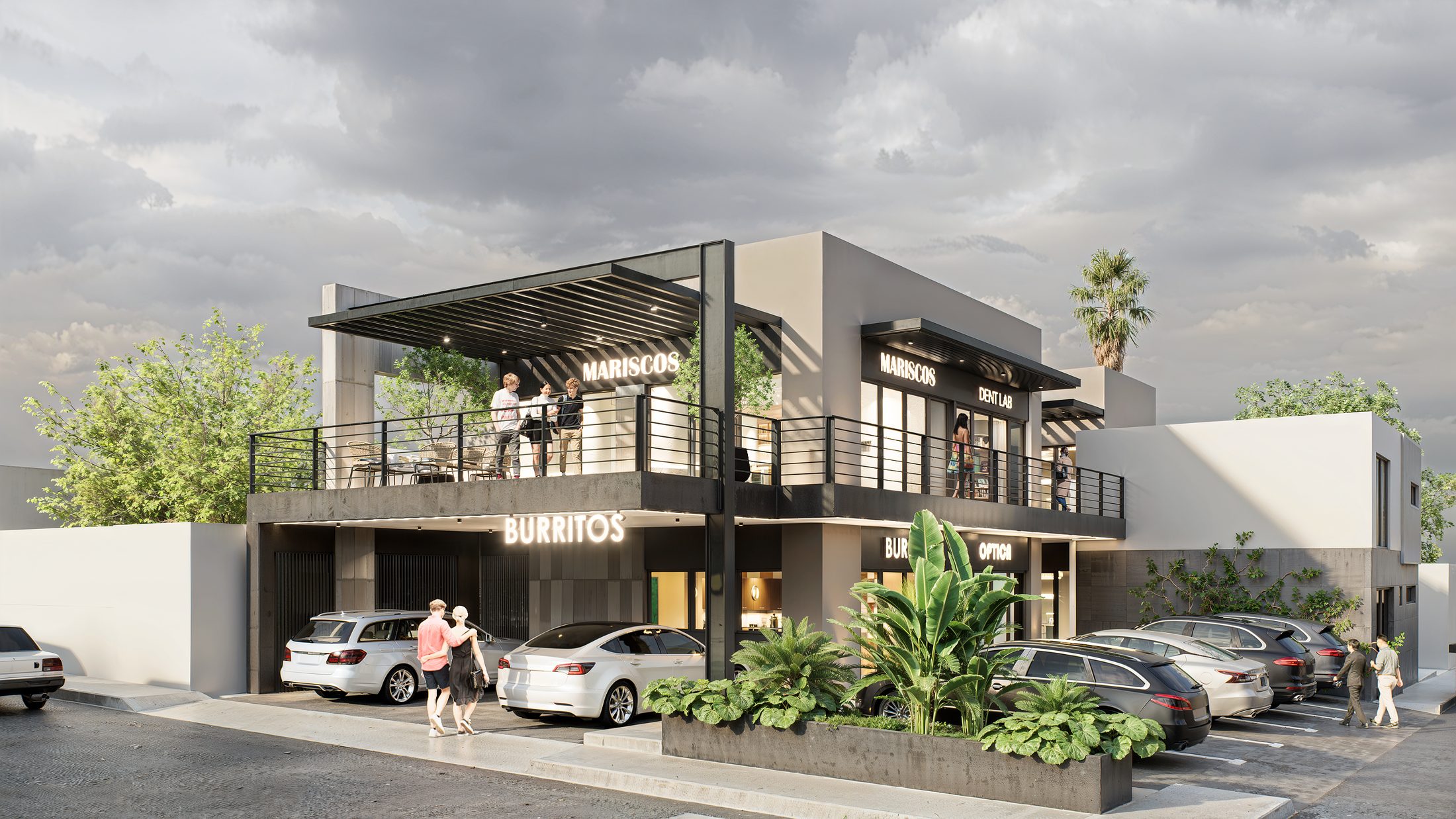 Plaza BV — fachada, terraza y locales