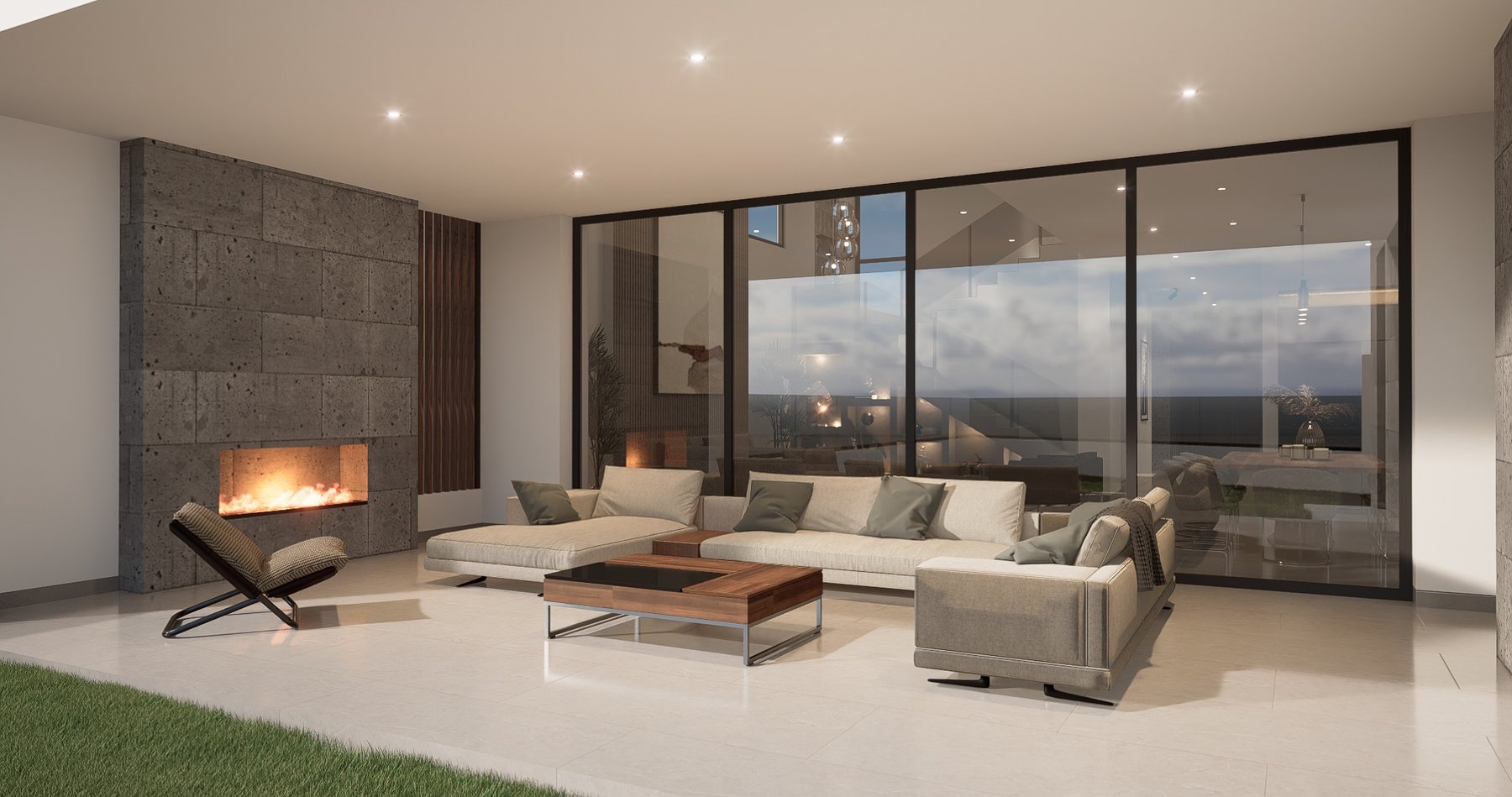 Residencia PR — sala con vista al mar